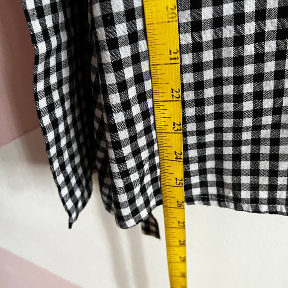 Black Gingham Top, Vintage Y2K 2000s Indie Sleaze Soft Grunge Small - Picture 6 of 7